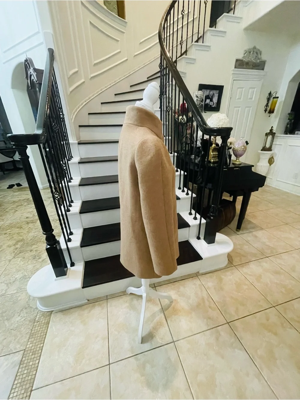 J. Crew Camel Wool-Blend Stand Collar Pea Coat
